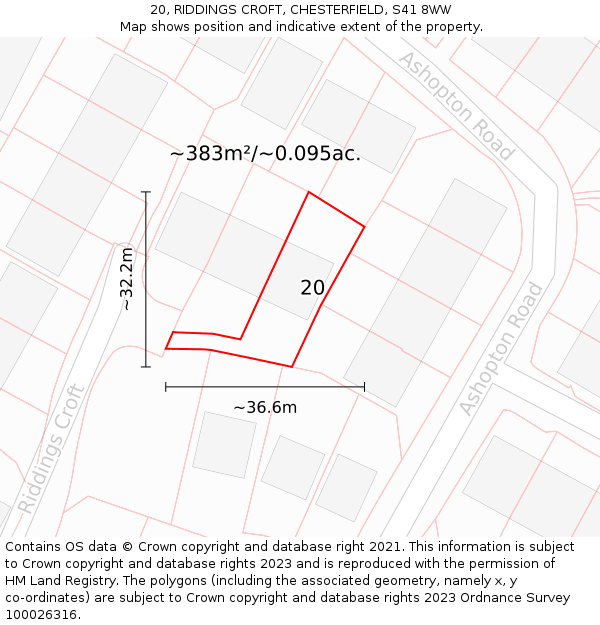 20, RIDDINGS CROFT, CHESTERFIELD, S41 8WW: Plot and title map