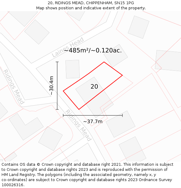20, RIDINGS MEAD, CHIPPENHAM, SN15 1PG: Plot and title map