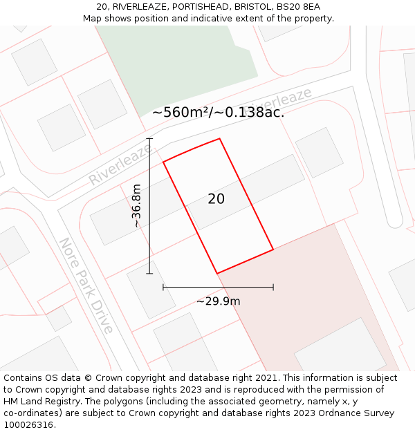 20, RIVERLEAZE, PORTISHEAD, BRISTOL, BS20 8EA: Plot and title map