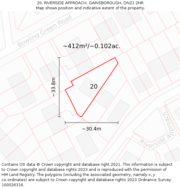 20, RIVERSIDE APPROACH, GAINSBOROUGH, DN21 2NR: Plot and title map
