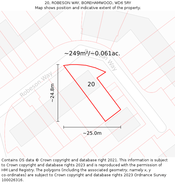 20, ROBESON WAY, BOREHAMWOOD, WD6 5RY: Plot and title map