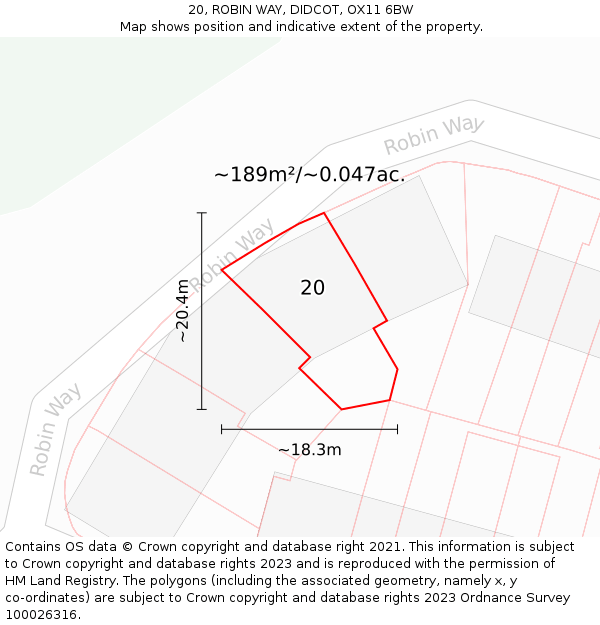 20, ROBIN WAY, DIDCOT, OX11 6BW: Plot and title map