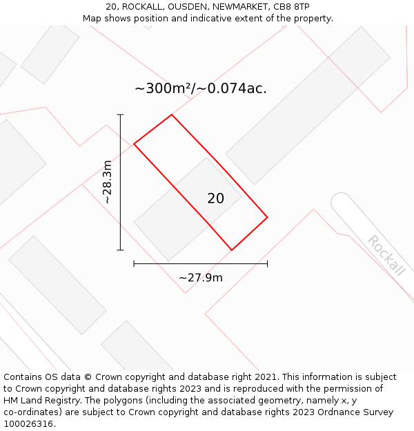 20, ROCKALL, OUSDEN, NEWMARKET, CB8 8TP: Plot and title map