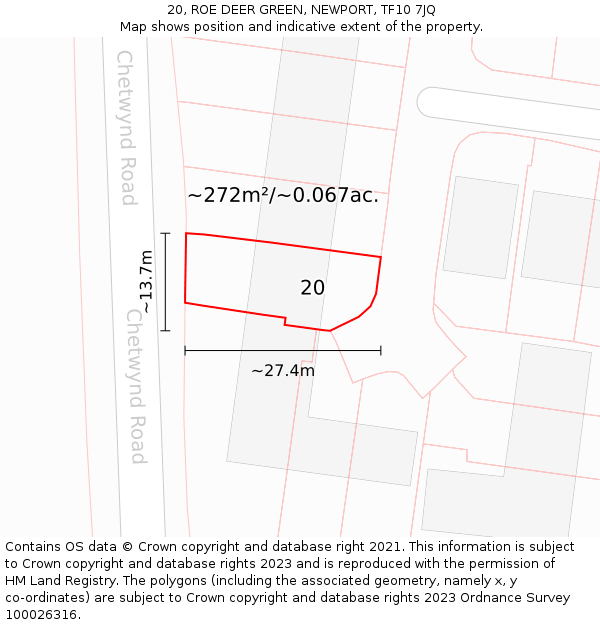 20, ROE DEER GREEN, NEWPORT, TF10 7JQ: Plot and title map