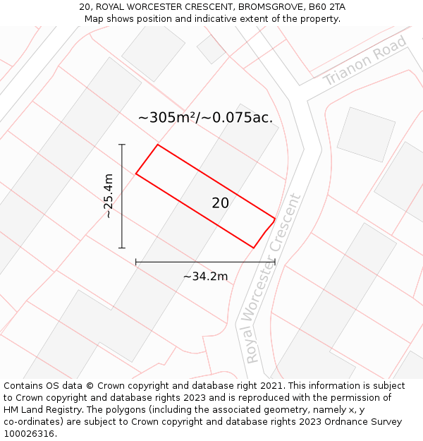 20, ROYAL WORCESTER CRESCENT, BROMSGROVE, B60 2TA: Plot and title map