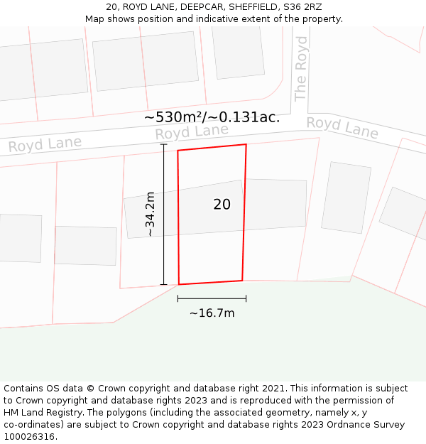 20, ROYD LANE, DEEPCAR, SHEFFIELD, S36 2RZ: Plot and title map