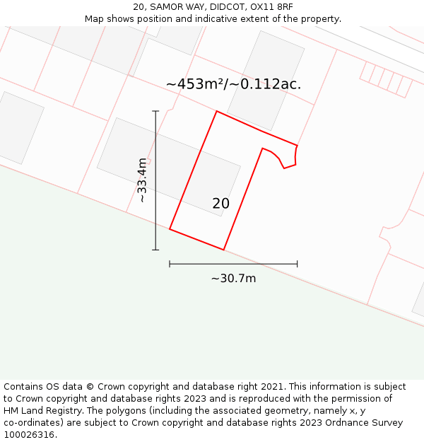 20, SAMOR WAY, DIDCOT, OX11 8RF: Plot and title map