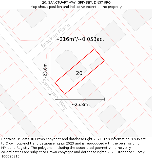 20, SANCTUARY WAY, GRIMSBY, DN37 9RQ: Plot and title map