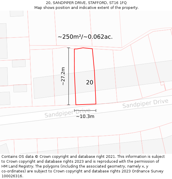 20, SANDPIPER DRIVE, STAFFORD, ST16 1FQ: Plot and title map
