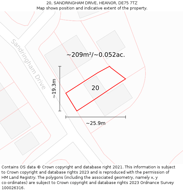 20, SANDRINGHAM DRIVE, HEANOR, DE75 7TZ: Plot and title map
