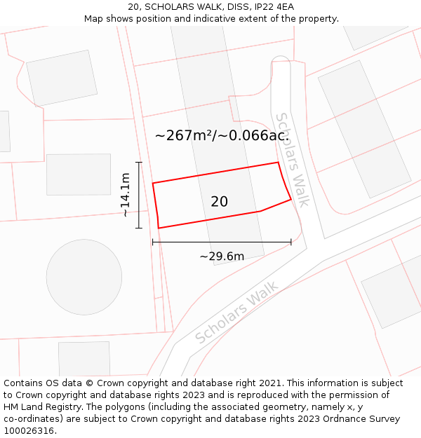 20, SCHOLARS WALK, DISS, IP22 4EA: Plot and title map