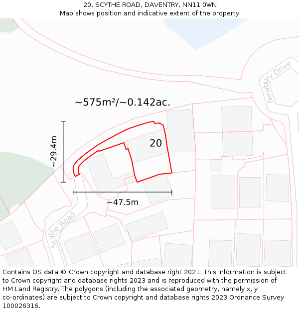20, SCYTHE ROAD, DAVENTRY, NN11 0WN: Plot and title map