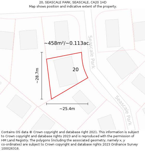 20, SEASCALE PARK, SEASCALE, CA20 1HD: Plot and title map