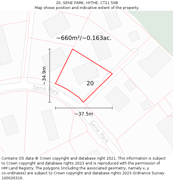 20, SENE PARK, HYTHE, CT21 5XB: Plot and title map