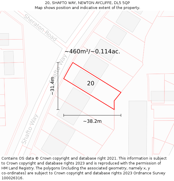 20, SHAFTO WAY, NEWTON AYCLIFFE, DL5 5QP: Plot and title map