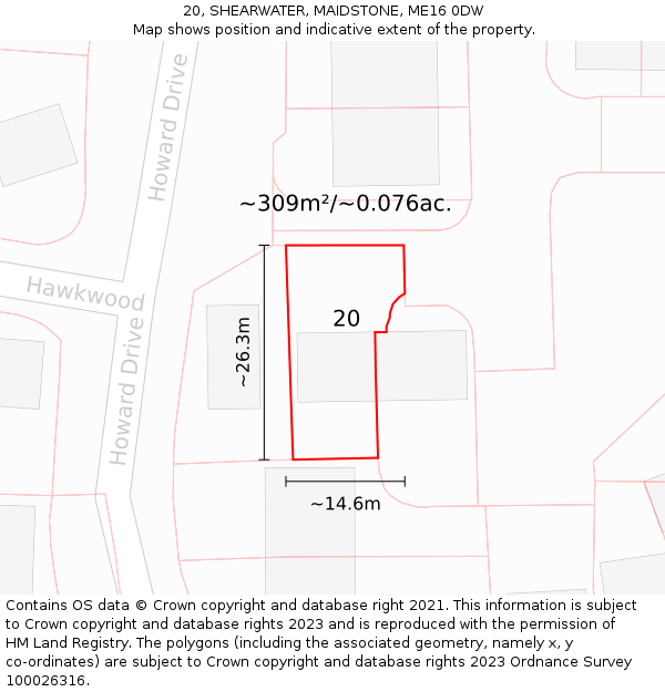 20, SHEARWATER, MAIDSTONE, ME16 0DW: Plot and title map