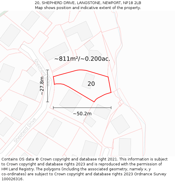 20, SHEPHERD DRIVE, LANGSTONE, NEWPORT, NP18 2LB: Plot and title map