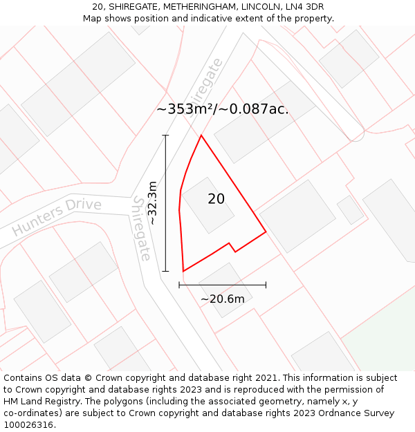 20, SHIREGATE, METHERINGHAM, LINCOLN, LN4 3DR: Plot and title map