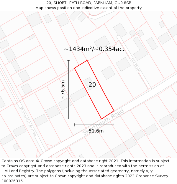 20, SHORTHEATH ROAD, FARNHAM, GU9 8SR: Plot and title map
