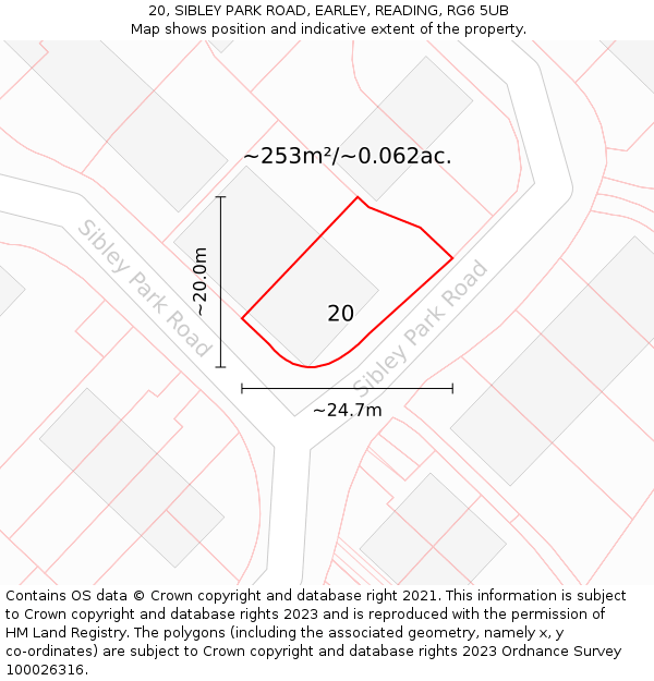 20, SIBLEY PARK ROAD, EARLEY, READING, RG6 5UB: Plot and title map