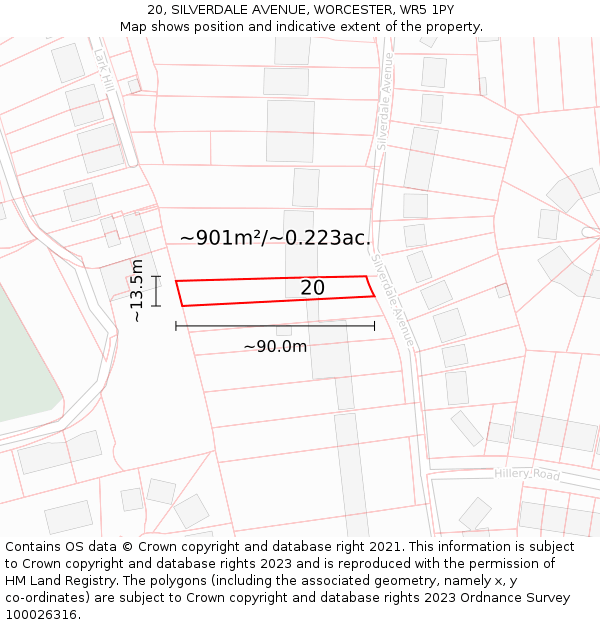 20, SILVERDALE AVENUE, WORCESTER, WR5 1PY: Plot and title map