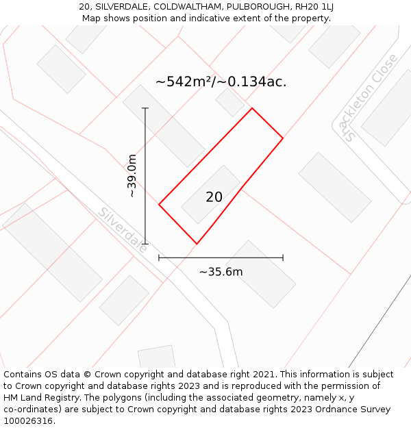 20, SILVERDALE, COLDWALTHAM, PULBOROUGH, RH20 1LJ: Plot and title map