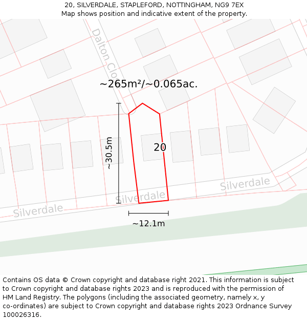 20, SILVERDALE, STAPLEFORD, NOTTINGHAM, NG9 7EX: Plot and title map