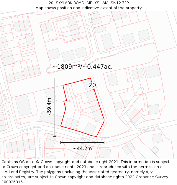 20, SKYLARK ROAD, MELKSHAM, SN12 7FP: Plot and title map