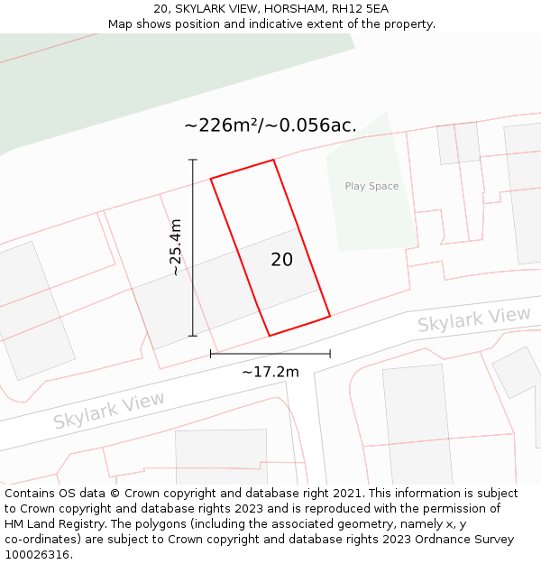 20, SKYLARK VIEW, HORSHAM, RH12 5EA: Plot and title map