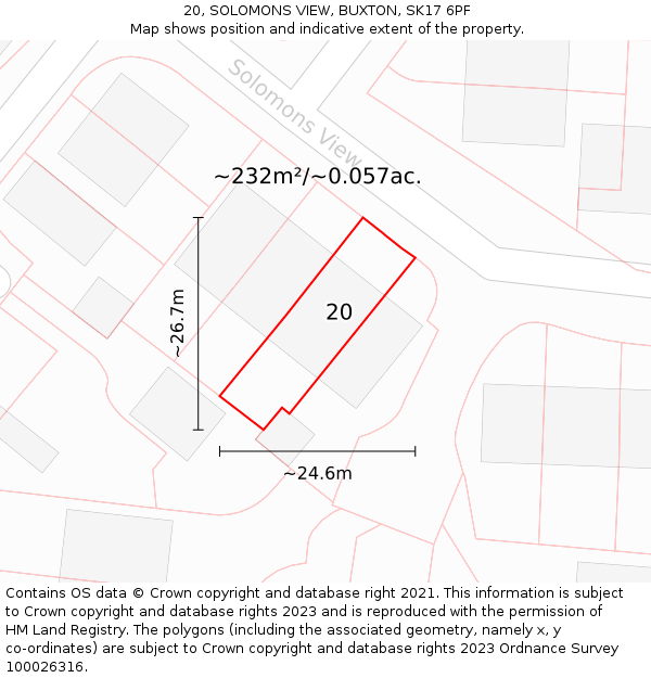 20, SOLOMONS VIEW, BUXTON, SK17 6PF: Plot and title map