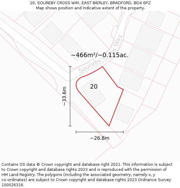 20, SOUREBY CROSS WAY, EAST BIERLEY, BRADFORD, BD4 6PZ: Plot and title map