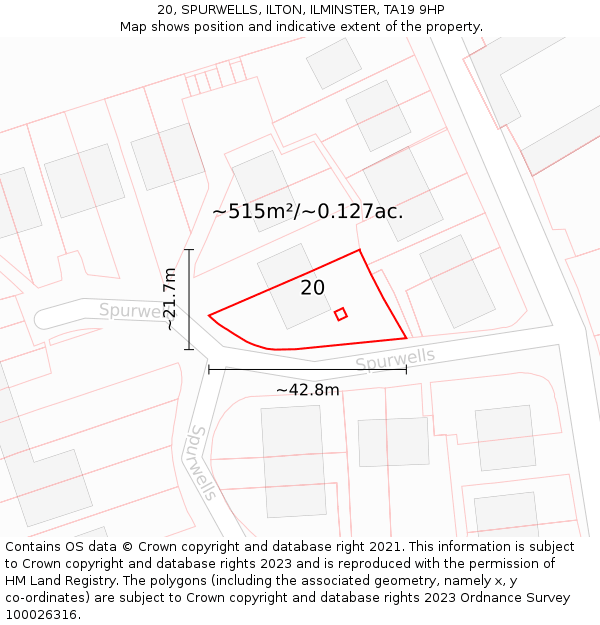 20, SPURWELLS, ILTON, ILMINSTER, TA19 9HP: Plot and title map