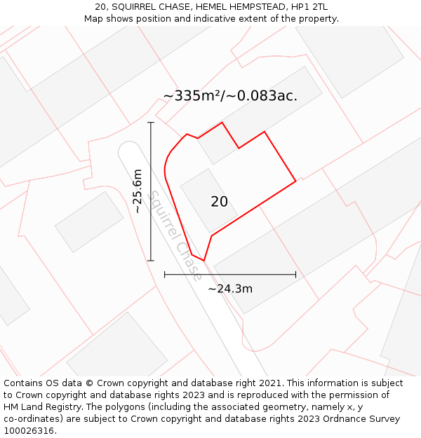 20, SQUIRREL CHASE, HEMEL HEMPSTEAD, HP1 2TL: Plot and title map