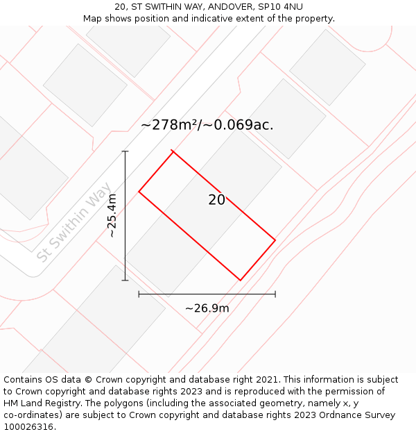 20, ST SWITHIN WAY, ANDOVER, SP10 4NU: Plot and title map