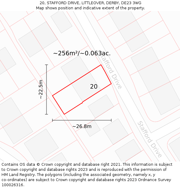 20, STAFFORD DRIVE, LITTLEOVER, DERBY, DE23 3WG: Plot and title map