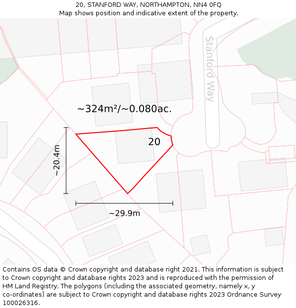 20, STANFORD WAY, NORTHAMPTON, NN4 0FQ: Plot and title map
