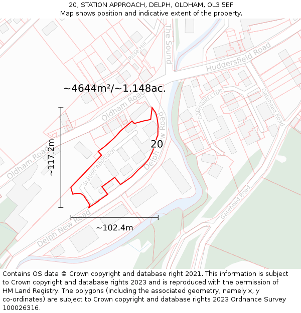 20, STATION APPROACH, DELPH, OLDHAM, OL3 5EF: Plot and title map
