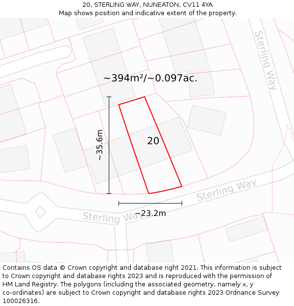 20, STERLING WAY, NUNEATON, CV11 4YA: Plot and title map