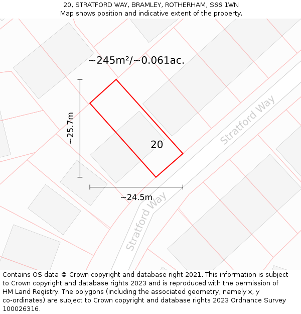 20, STRATFORD WAY, BRAMLEY, ROTHERHAM, S66 1WN: Plot and title map