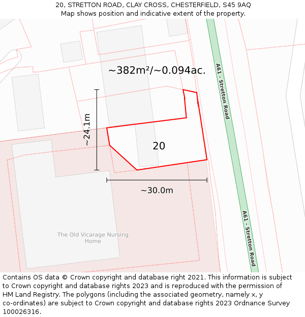 20, STRETTON ROAD, CLAY CROSS, CHESTERFIELD, S45 9AQ: Plot and title map