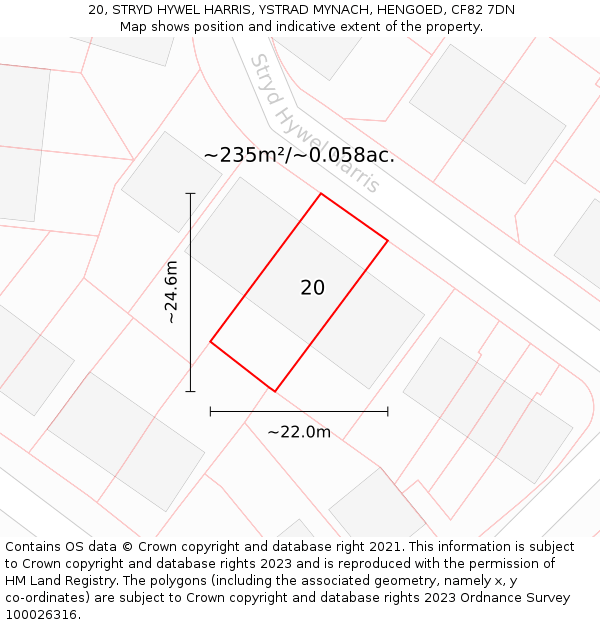 20, STRYD HYWEL HARRIS, YSTRAD MYNACH, HENGOED, CF82 7DN: Plot and title map