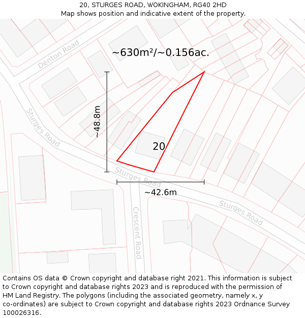20, STURGES ROAD, WOKINGHAM, RG40 2HD: Plot and title map