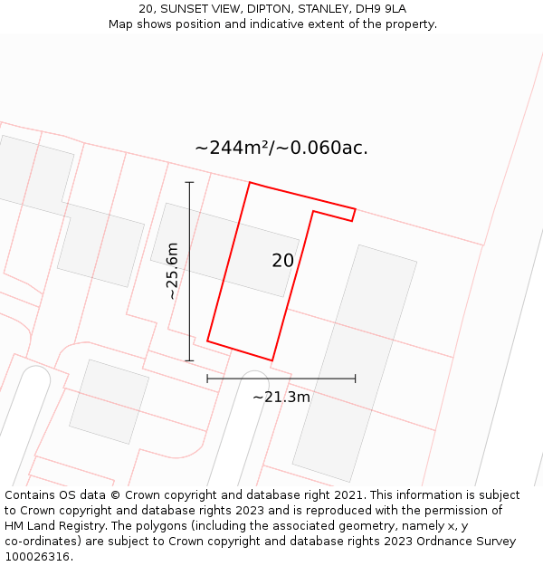 20, SUNSET VIEW, DIPTON, STANLEY, DH9 9LA: Plot and title map