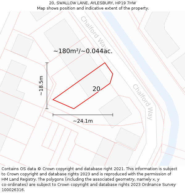20, SWALLOW LANE, AYLESBURY, HP19 7HW: Plot and title map
