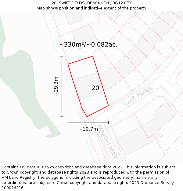 20, SWIFT FIELDS, BRACKNELL, RG12 8BX: Plot and title map