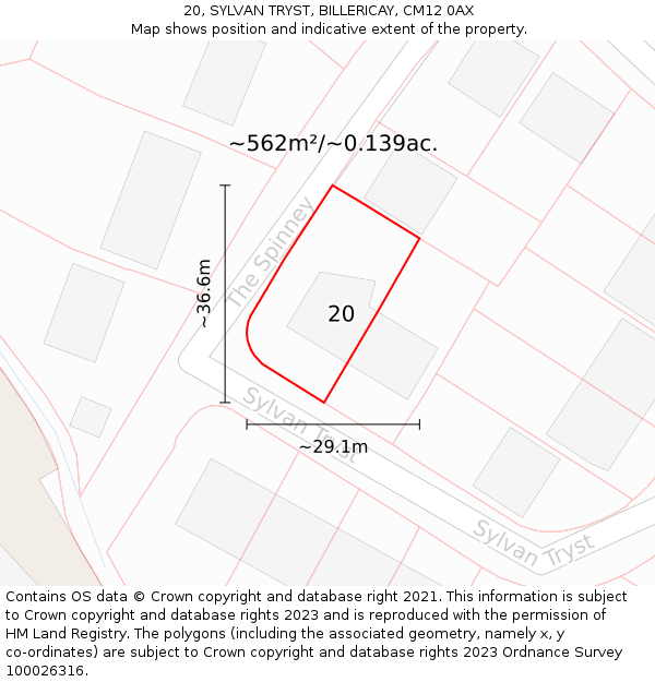 20, SYLVAN TRYST, BILLERICAY, CM12 0AX: Plot and title map