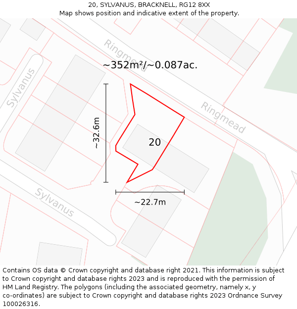 20, SYLVANUS, BRACKNELL, RG12 8XX: Plot and title map