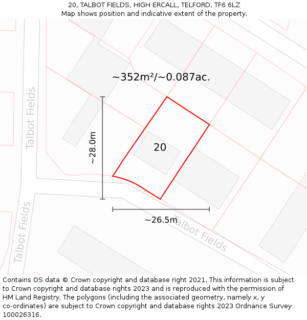 20, TALBOT FIELDS, HIGH ERCALL, TELFORD, TF6 6LZ: Plot and title map