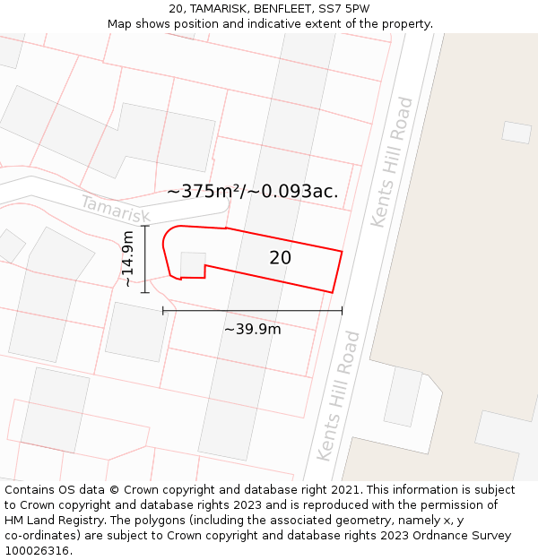 20, TAMARISK, BENFLEET, SS7 5PW: Plot and title map