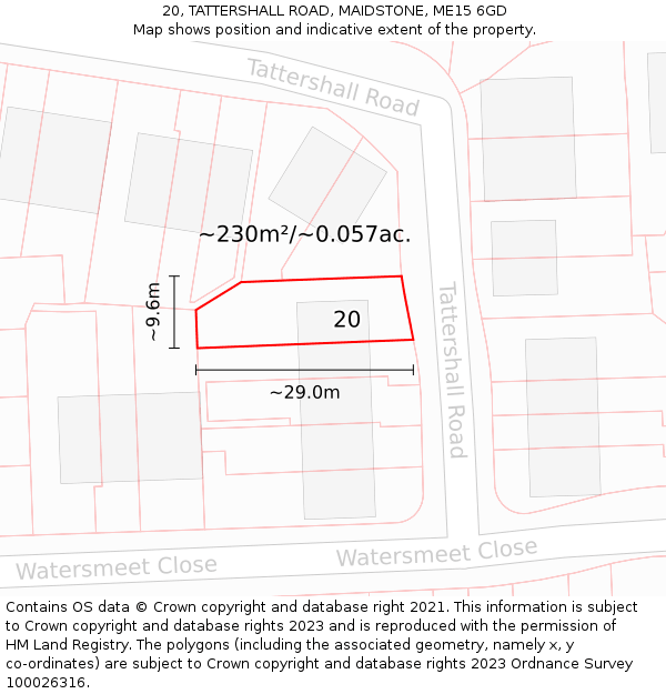 20, TATTERSHALL ROAD, MAIDSTONE, ME15 6GD: Plot and title map